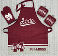 Sewing Concepts Inc Home Set Kitchen Apron Hot Pads Oven Mitt State W Tail M-State Bulldogs M-Over-S