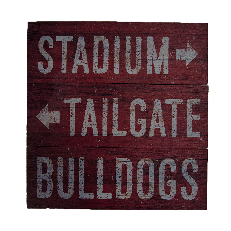 L2 Brands Sign Wooden Square Stadium Tailgate Bulldogs
