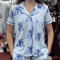 Royal Standard Pajama Short Sleeve Button Up Top Callie Bulldog
