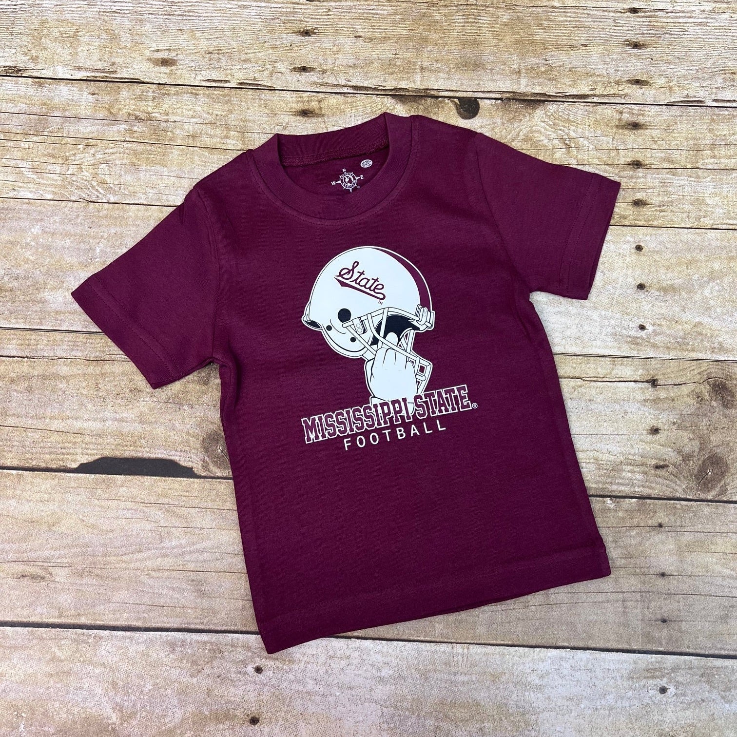 Toddler Short Sleeve T-Shirt Football Helmet with Script State Mississippi State Football