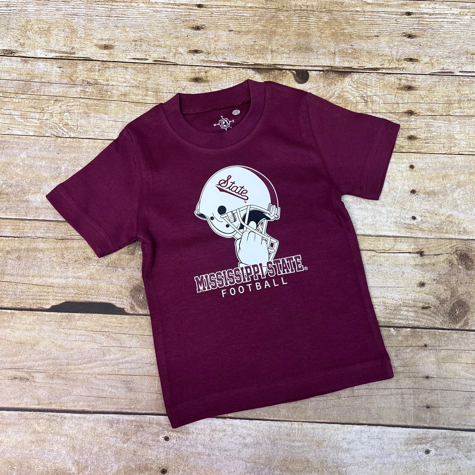 Infant Short Sleeve T-Shirt Football Helmet with Script State Mississippi State Football