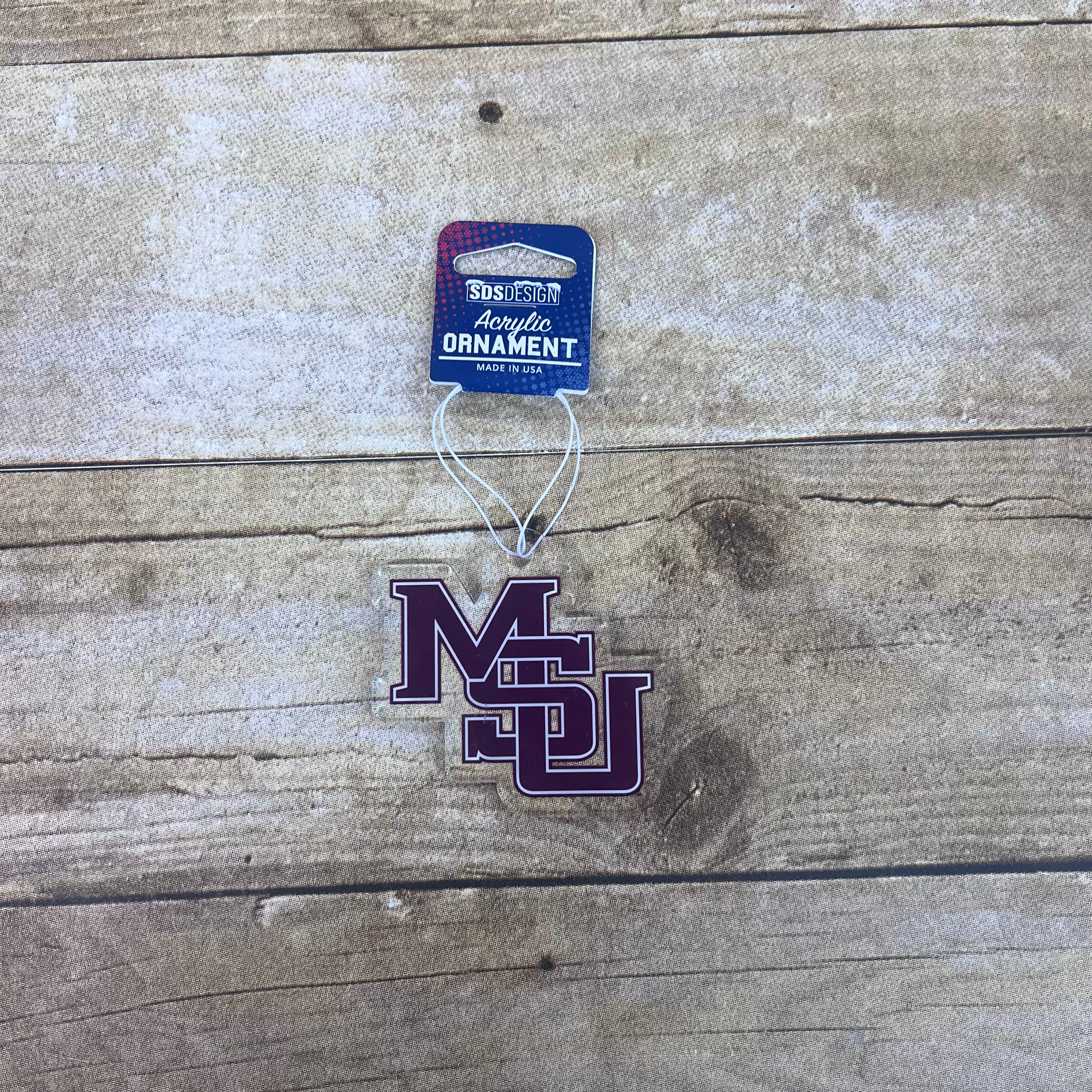 SDS Designs Christmas Ornament MSU Interlock