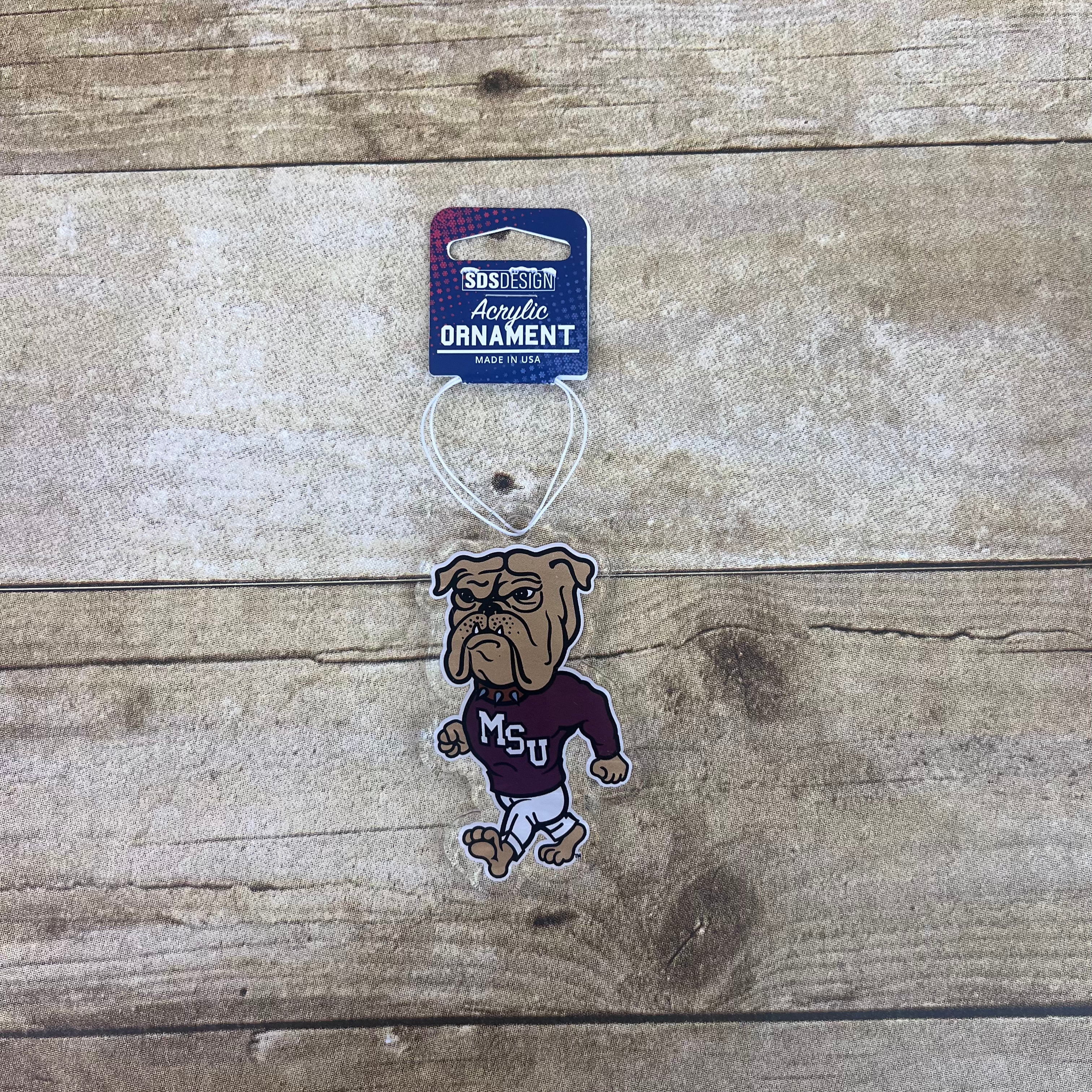 SDS Designs Christmas Ornament Walking Bully MSU Interlock