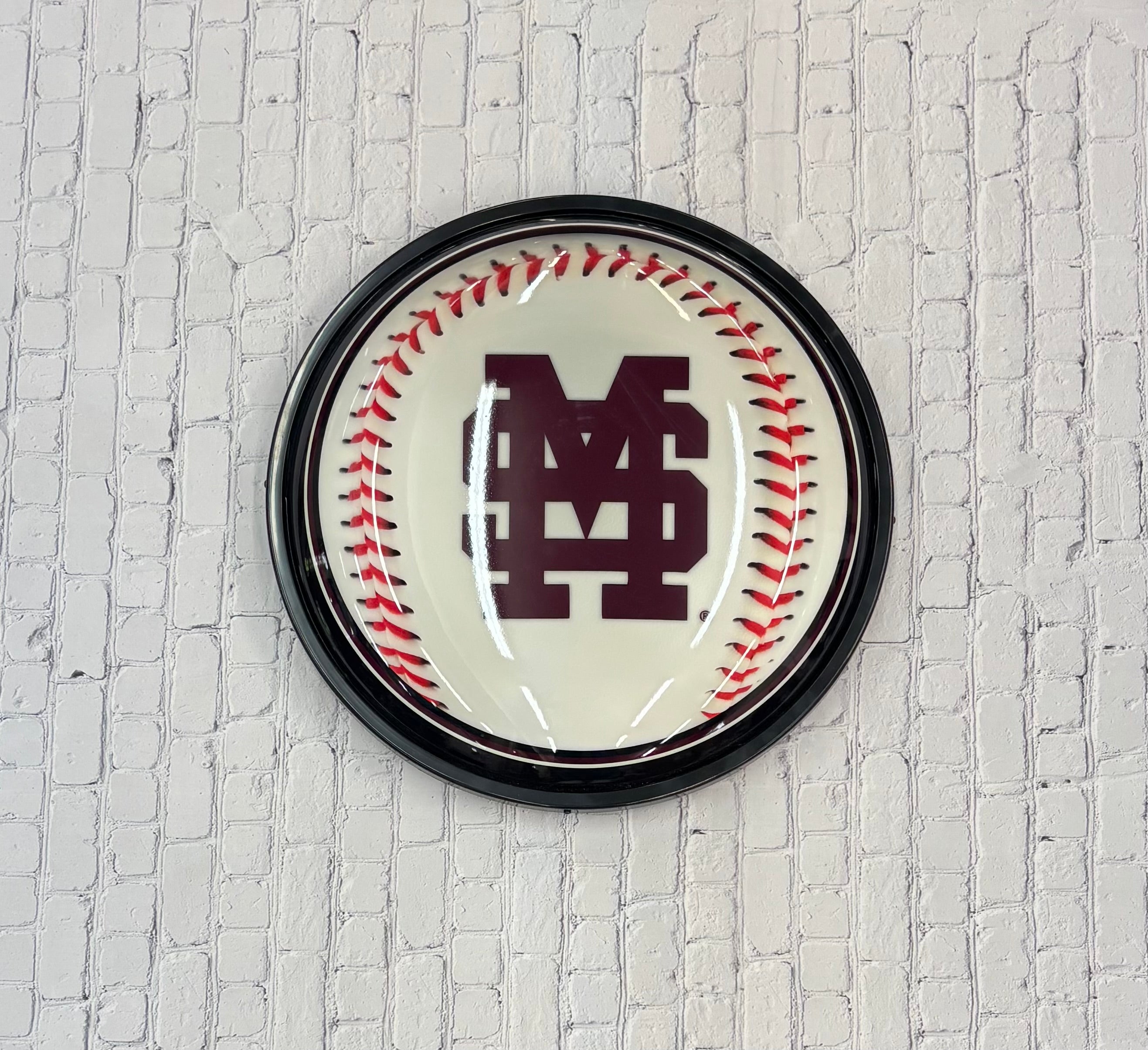 The Fan-Brand Home Sign Circle Slimline Lighted Baseball M-Over-S