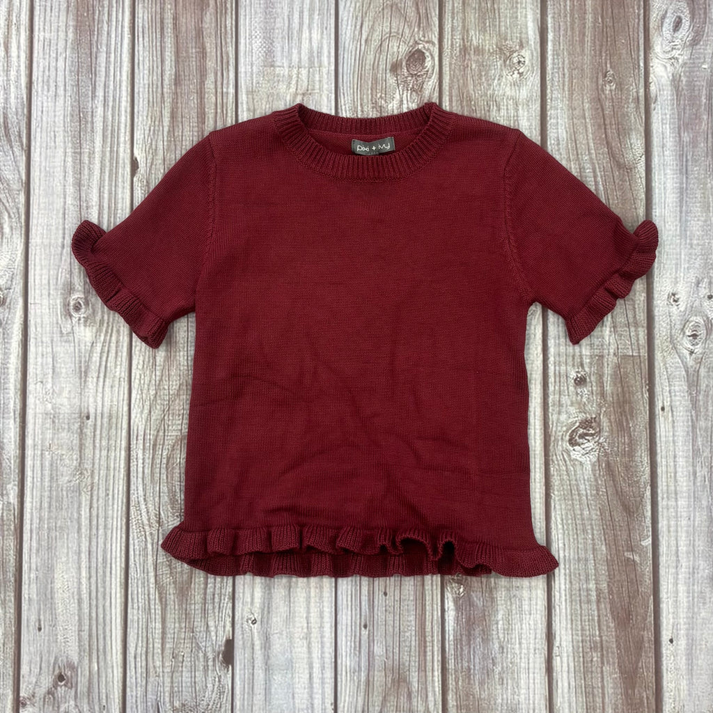 Top Women's Sweater Short Sleeve Ruffle