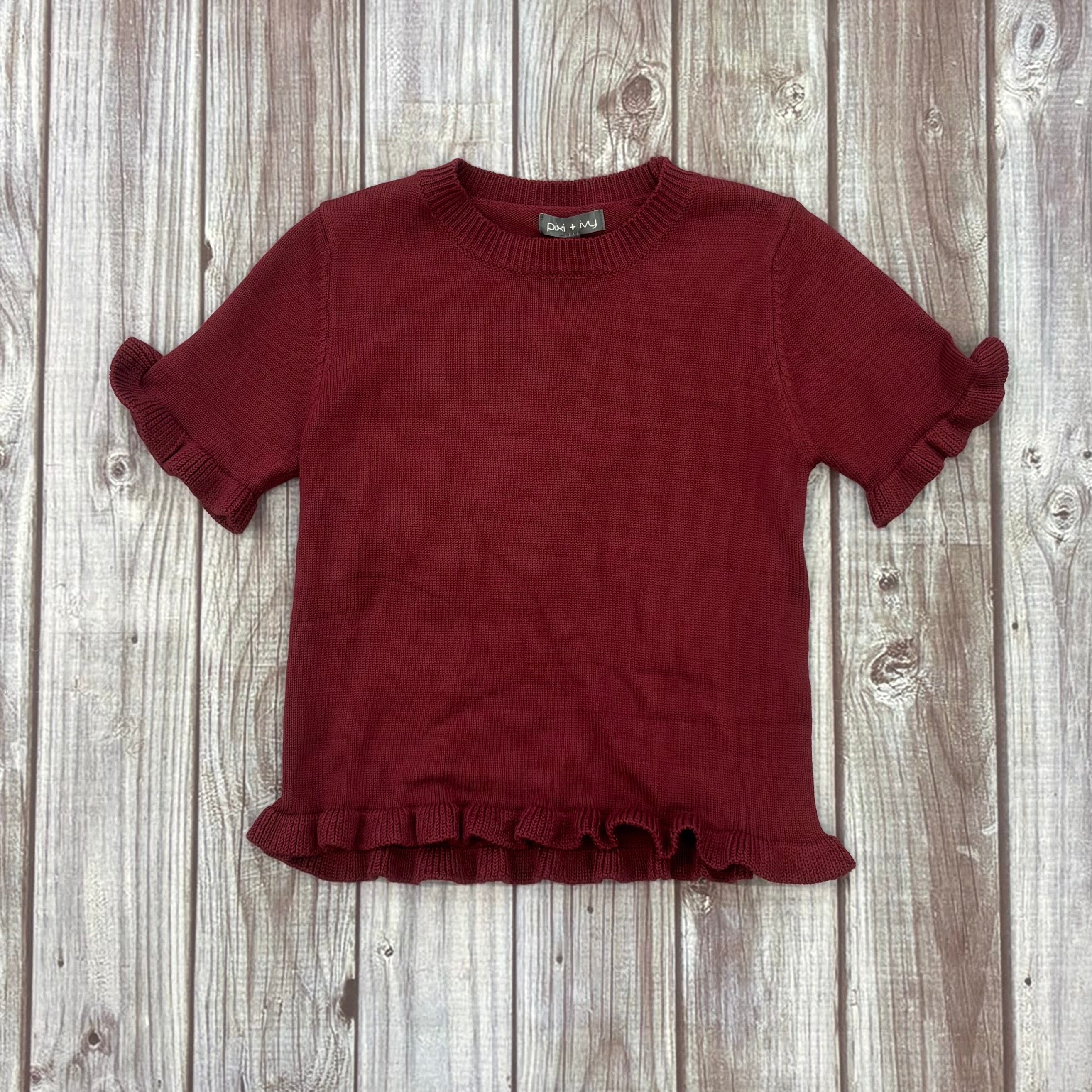 Top Women's Sweater Short Sleeve Ruffle
