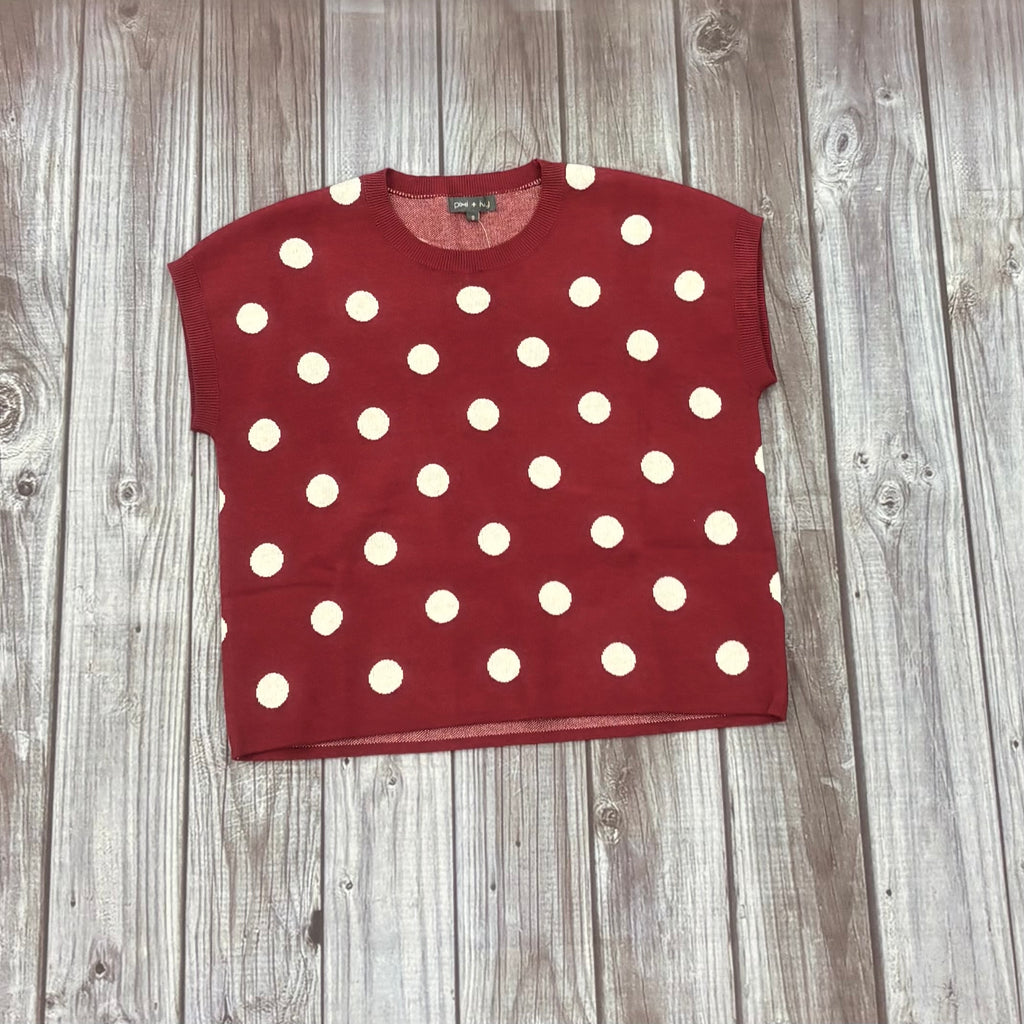 Top Women's Sweater Sleeveless White Polka Dots
