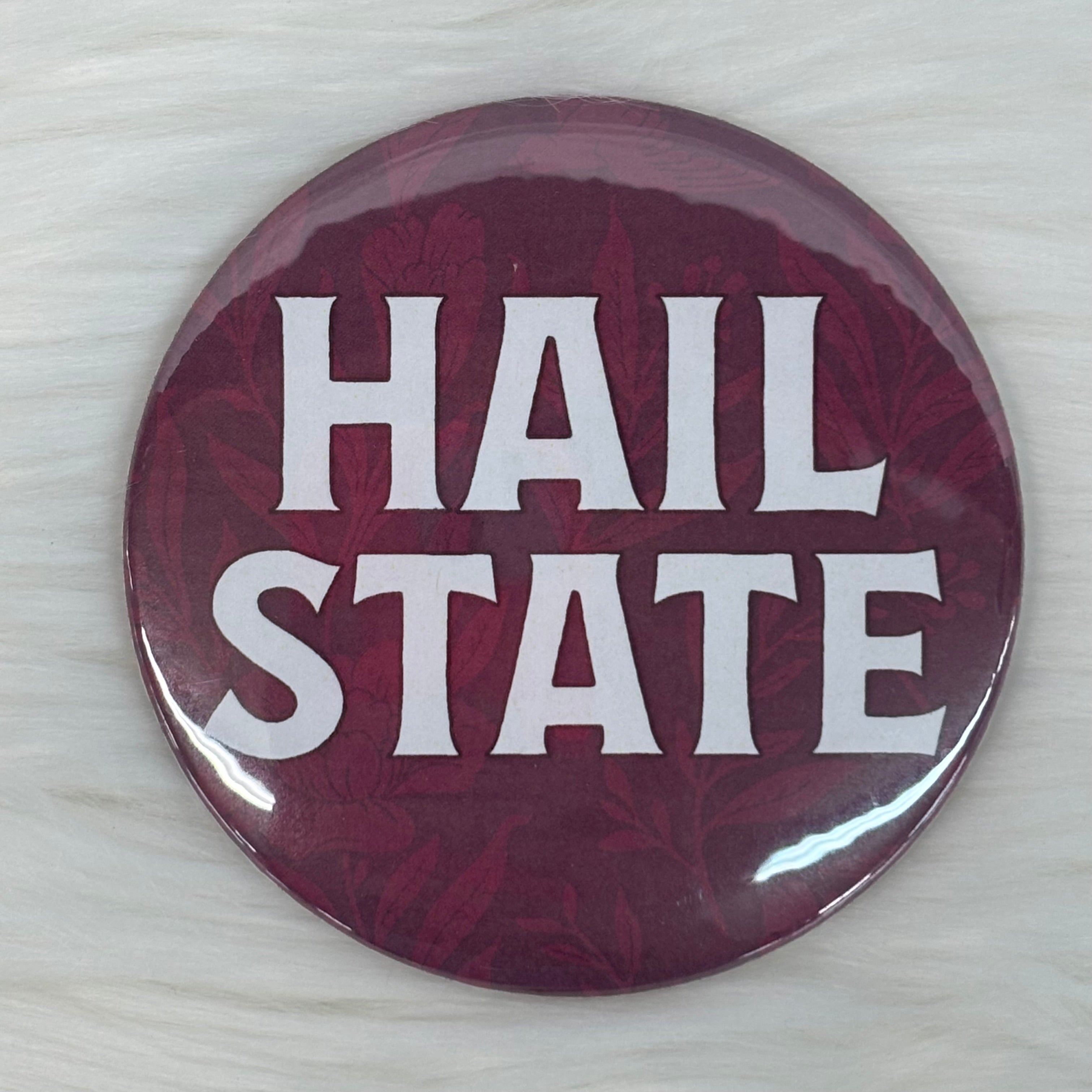 Cute As A Button Button Hail State White Block Letters