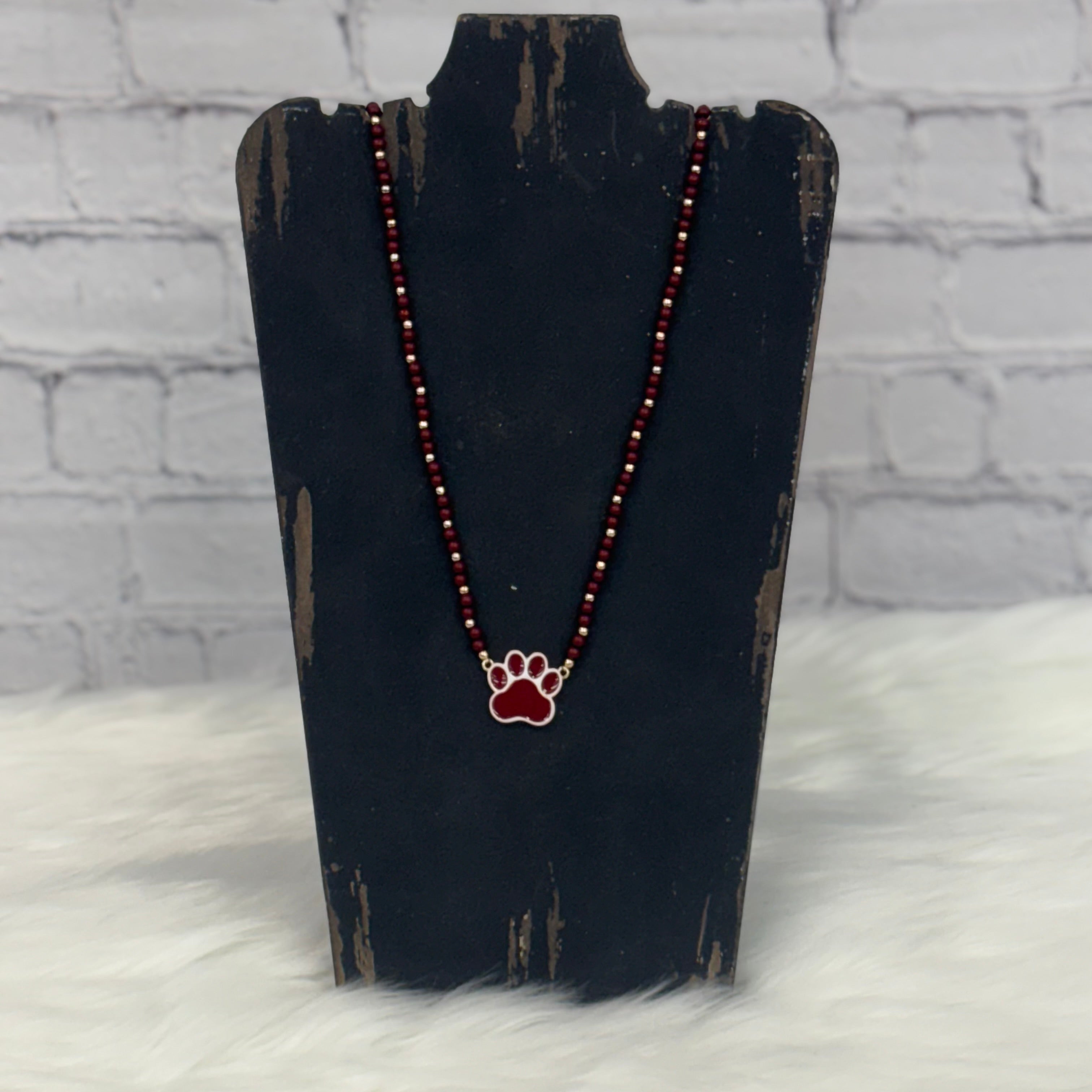Beaded Spirit Necklace Paw Print
