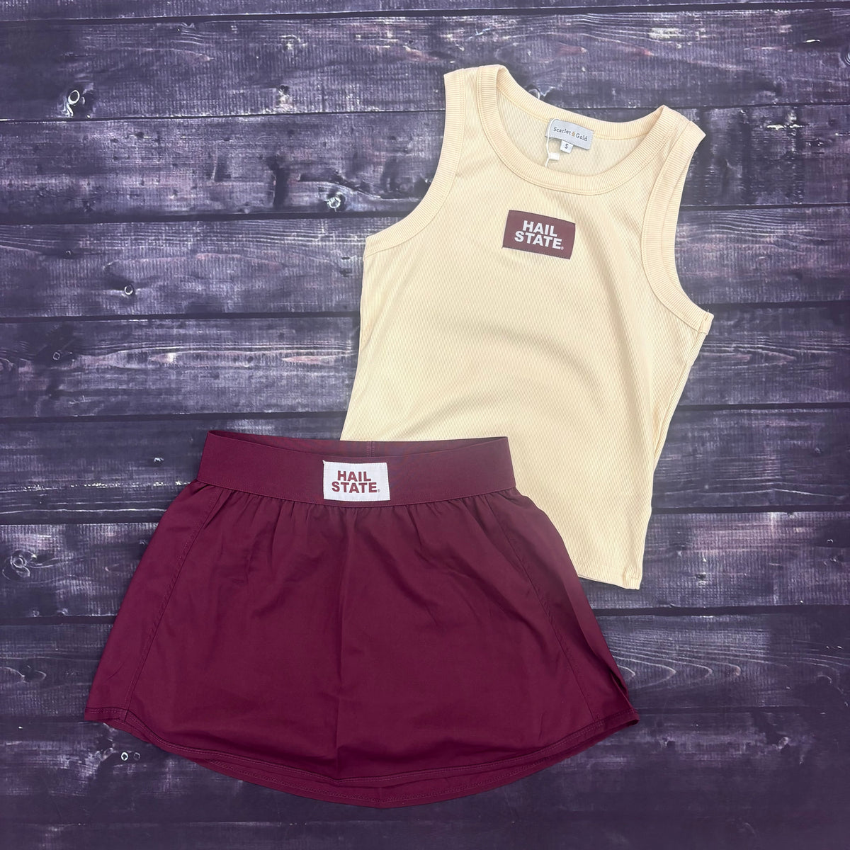 Tank Top Junior Women's Alli Ribbed Hail State Maroon Patch