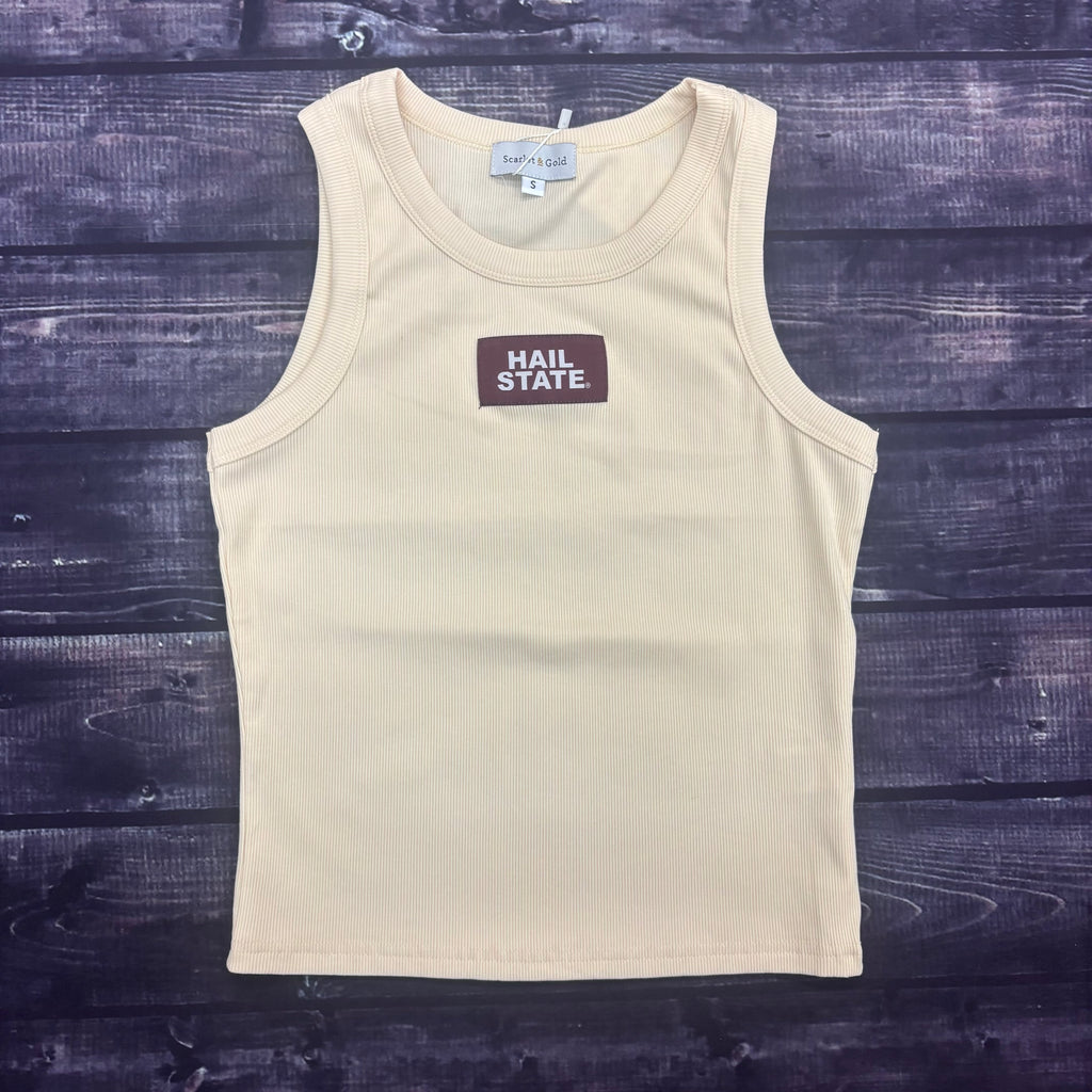Tank Top Junior Women's Alli Ribbed Hail State Maroon Patch