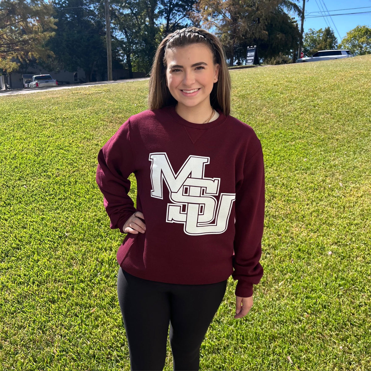 Sweatshirt Crew Fleece MSU Interlock