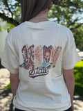 Women's T-Shirt Short Sleeve Cowboy Boot Script State