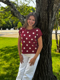 Top Women's Sweater Sleeveless White Polka Dots