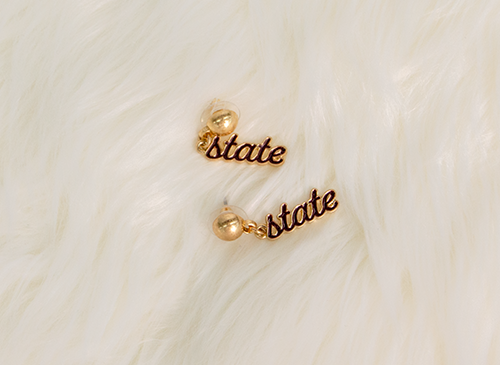 Canvas Jewelry Jewelry Earrings Dangl Enamel State Script Maroon