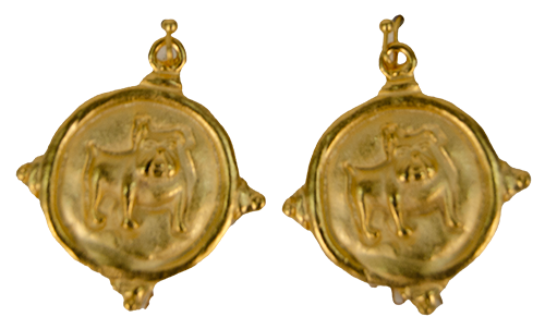 Earrings Dangle Round Standing Bulldog