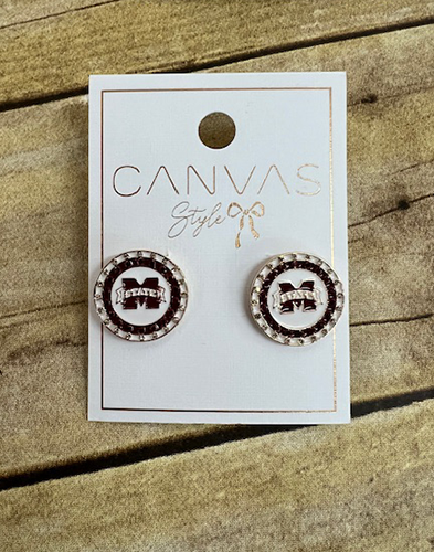 Canvas Jewelry Jewelry Earrings Stud Disk M-State Pave Stones