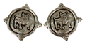 Earrings Stud Flat Round Standing Bulldog