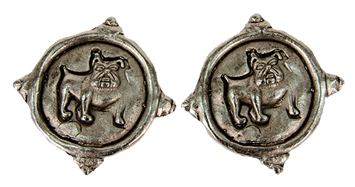 Earrings Stud Flat Round Standing Bulldog