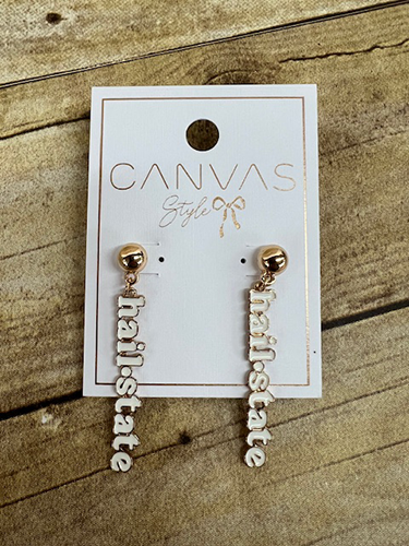 Canvas Jewelry Jewelry Earrings Stud Gold Dangle Hail State White