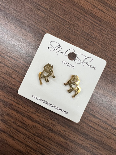 Earrings Stud Logo Standing Bulldog