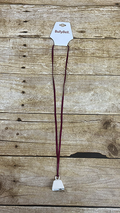 Cowbell Necklace White with Maroon Ribbon