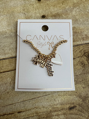 Canvas Jewelry Jewelry Necklace M-State Heart White State W Tail Ball Chain