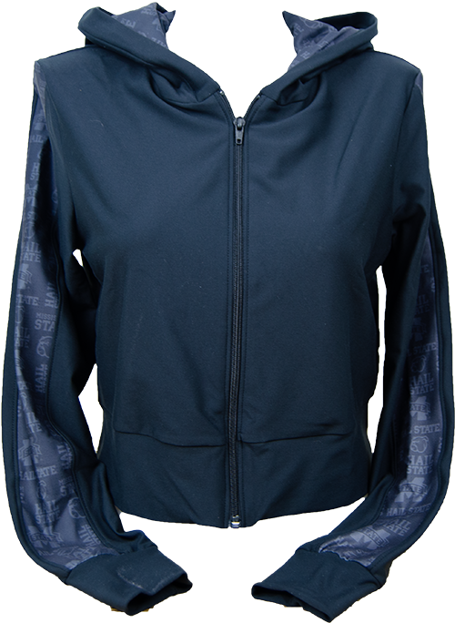 Jacket Women's Crop Hooded Athltc Long Sleeve M-State Msu Pttrn Accnts