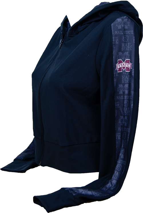Jacket Women's Crop Hooded Athltc Long Sleeve M-State Msu Pttrn Accnts