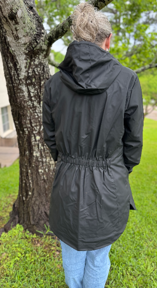 Jacket Women's Full Zip Hooded Vintage Rain Script State