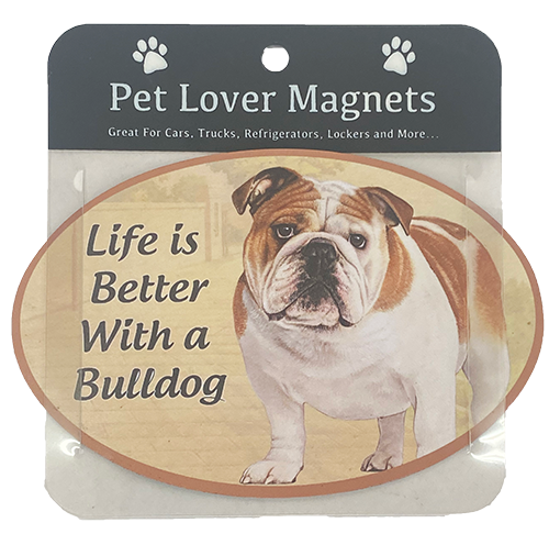 E&S Imports Inc./Petasaurus Magnet Car Oval Bulldog Life Is Better