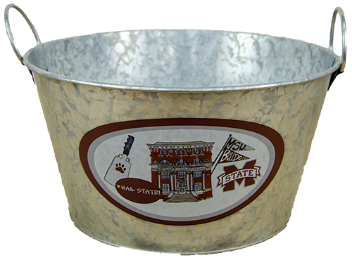 Magnolia Lane Magnolia Lane Bucket Galvanized Cowbell Football Bulldog Flag M-State