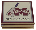Magnolia Lane Magnolia Lane Coaster Set 4 Piece MSU Bulldogs M-State Cowbell