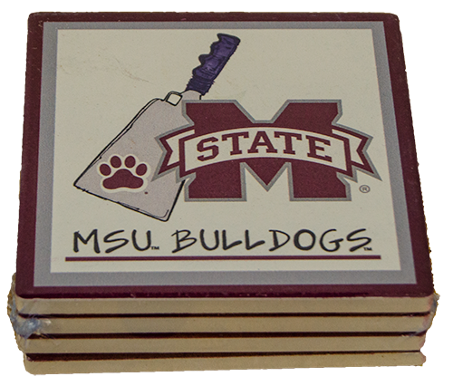 Magnolia Lane Magnolia Lane Coaster Set 4 Piece MSU Bulldogs M-State Cowbell
