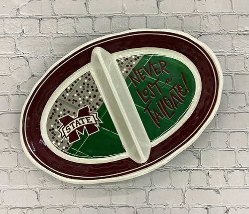 Magnolia Lane Magnolia Lane Platter Oval 2 Section Melamine Never Lost A Tailgate M-State