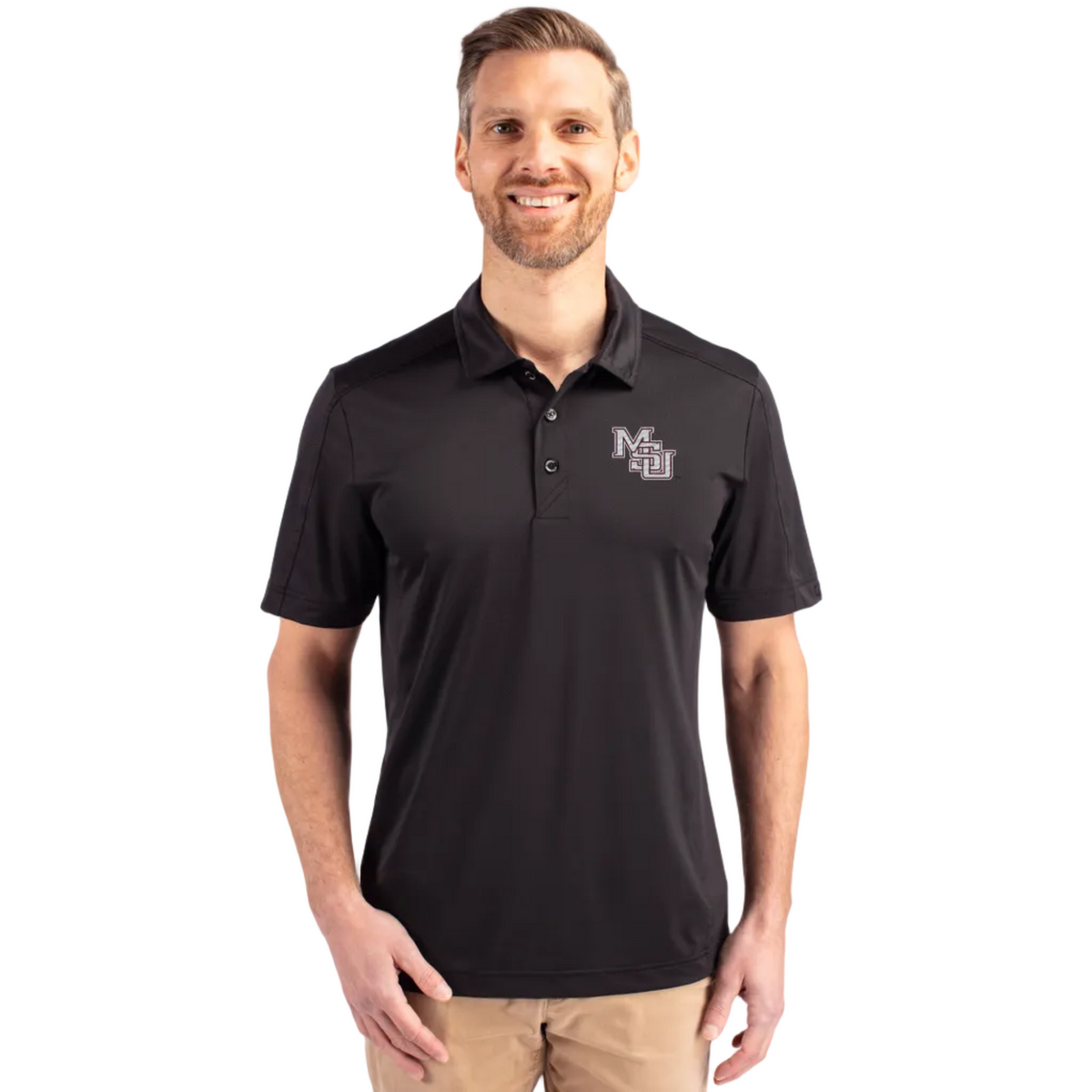 Cutter & Buck Polo Men's Prospect MSU Interlock White Outline