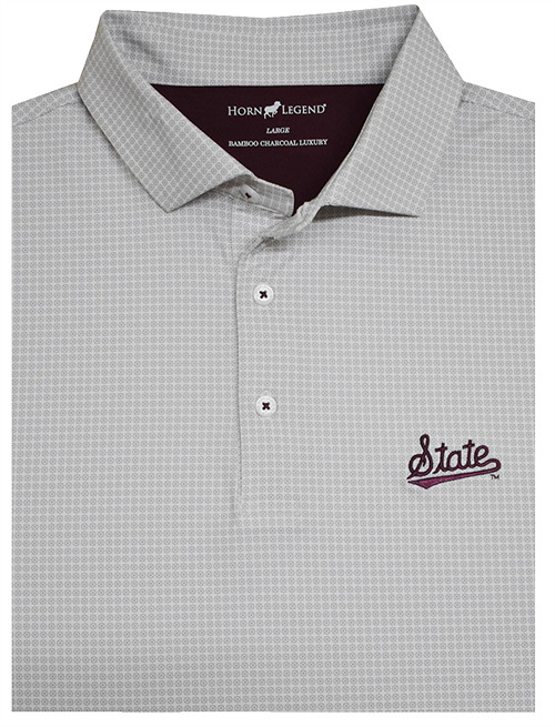 Horn Legend Polo Men's 4-Way Stretch Medallions Print Script State