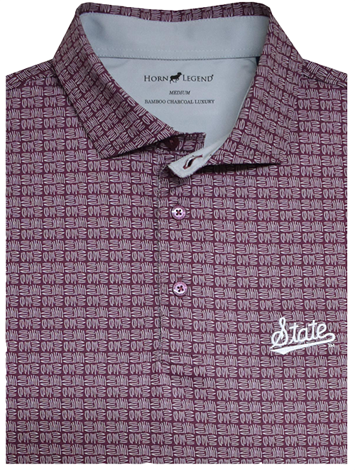 Horn Legend Polo Men's Bamboo Charcoal Fern Print Script State