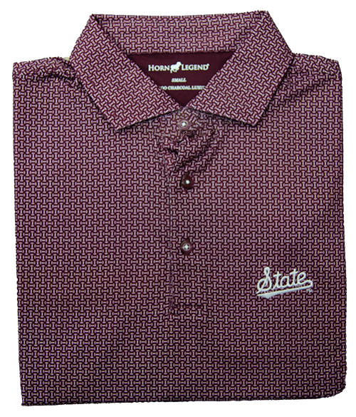 Horn Legend Polo Men's Bamboo Charcoal State Football Laces Pattern
