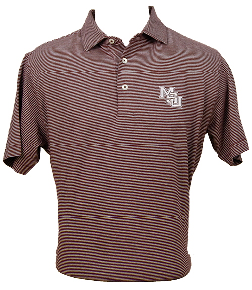 Horn Legend Polo Men's Mini Stripe MSU Interlock