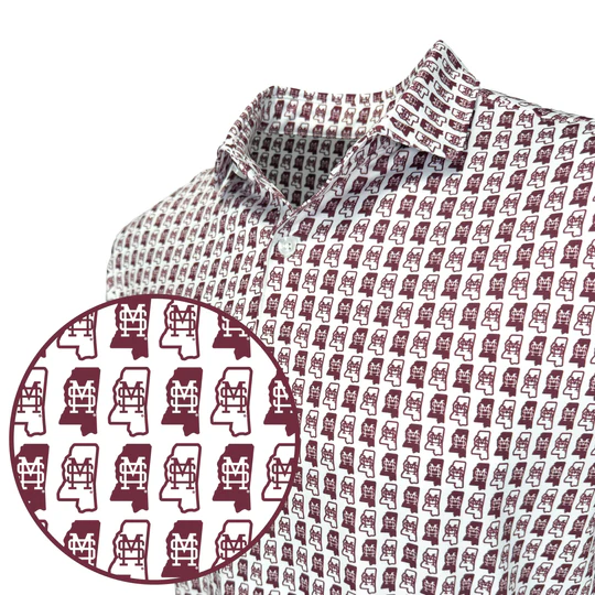 Polo Men's State of MS outline with M-over-S