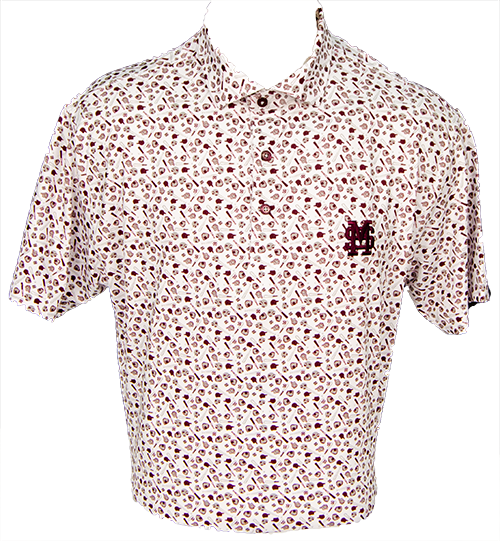 Horn Legend Polo Men's Performance Bamboo Charcoal Baseball Icons All Over M-Over-S