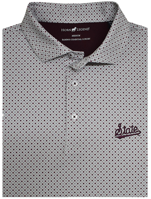 Horn Legend Polo Men's Performance Diamond Print Script State