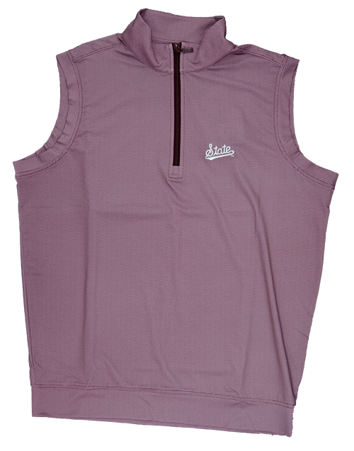 Horn Legend Polo Vest Quarter Zip Bamboo Charcoal Bird's Eye Script State