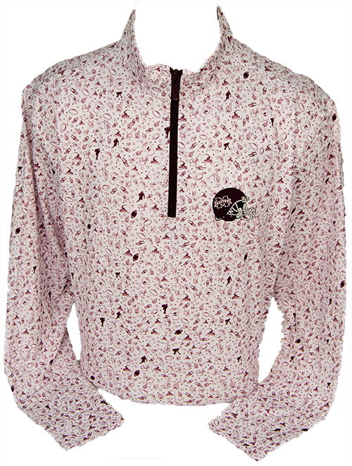 Horn Legend Pullover Men's Quarter Zip Bamboo Charcoal Football Print M-State