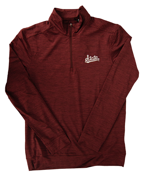 Pullover Men's Quarter Zip Mock Neck Bright Script State