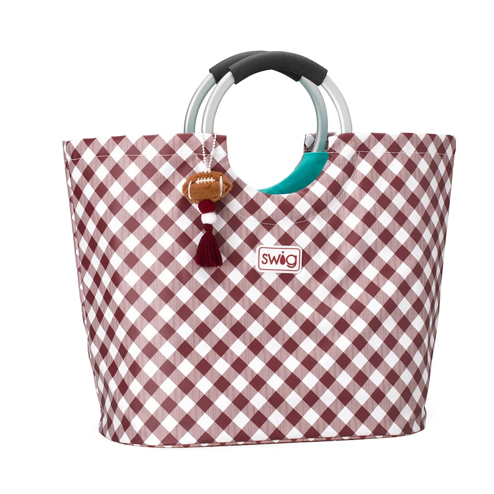 Swig Tailgate Loop Gingham Tote Bag Cooler