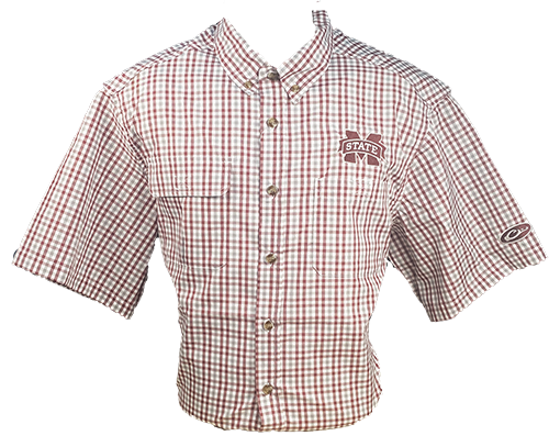 Drake/Icon Outdoors Shirt Men's Short Sleeve Wingshooter Gingham W Gray  M-State