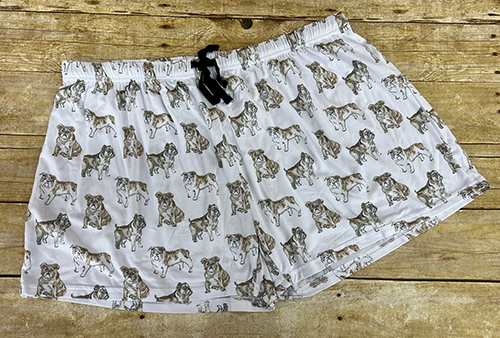 Women's Short Pajama Sleep Realistic Bulldogs All Over