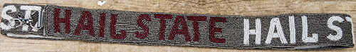 Capri Designs Strap Beaded Pol Silverr Hail State Beads Maroon White